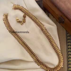 Ruby stone lakshmi kaasu haaram set