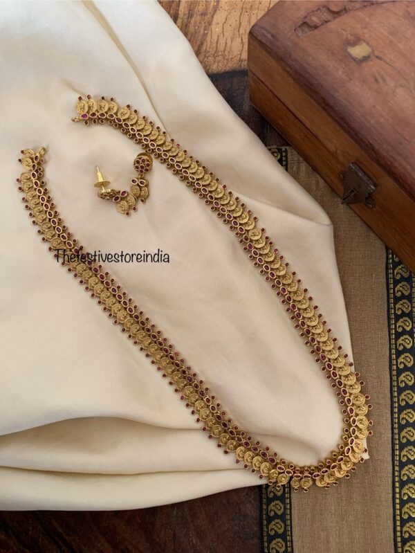 Ruby stone lakshmi kaasu haaram set