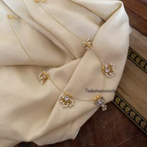 Jadau minimalist all white lotus pendant chain