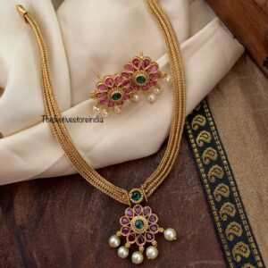 Budgeted Flower attigai necklace set