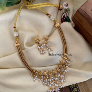 Short rice pearls necklace set