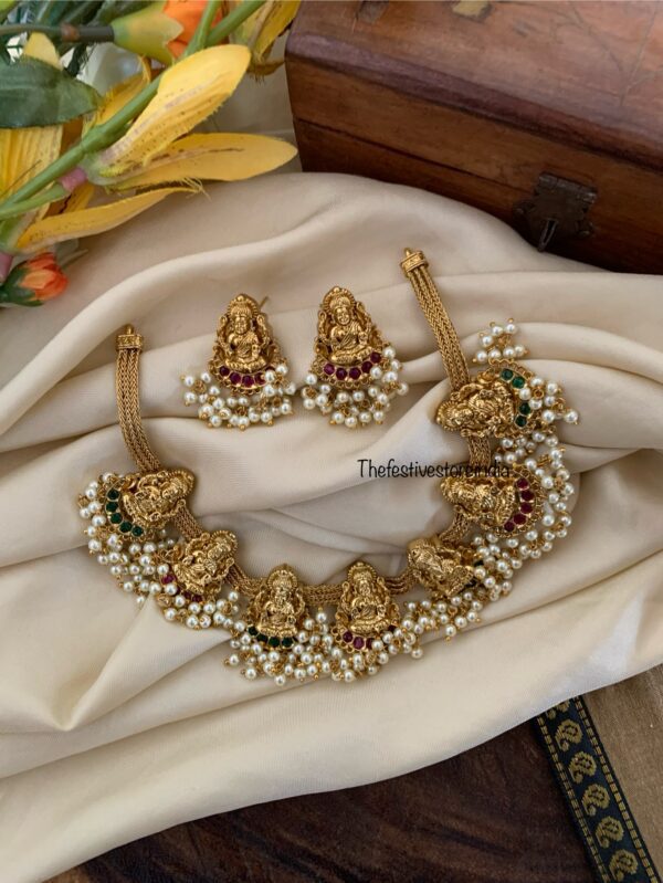 An all lakshmi multi color stone necklace set