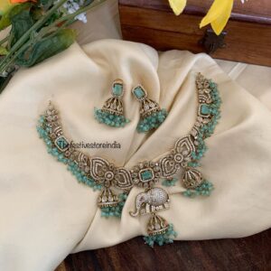 Mint beads victorian necklace set