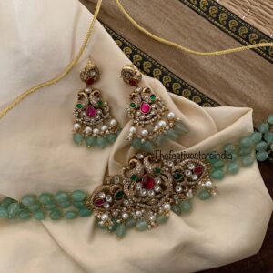 Bridal mint beads victorian choker set