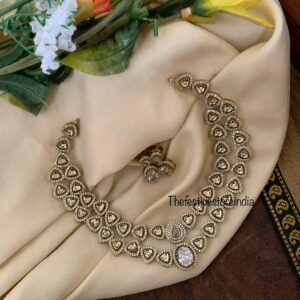 Classic 2 layer Victorian necklace set  - White