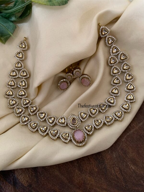 Classic 2 layer Victorian necklace set - Pink