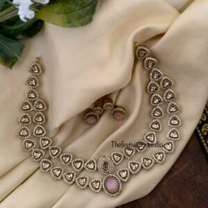 Classic 2 layer Victorian necklace set  - Pink