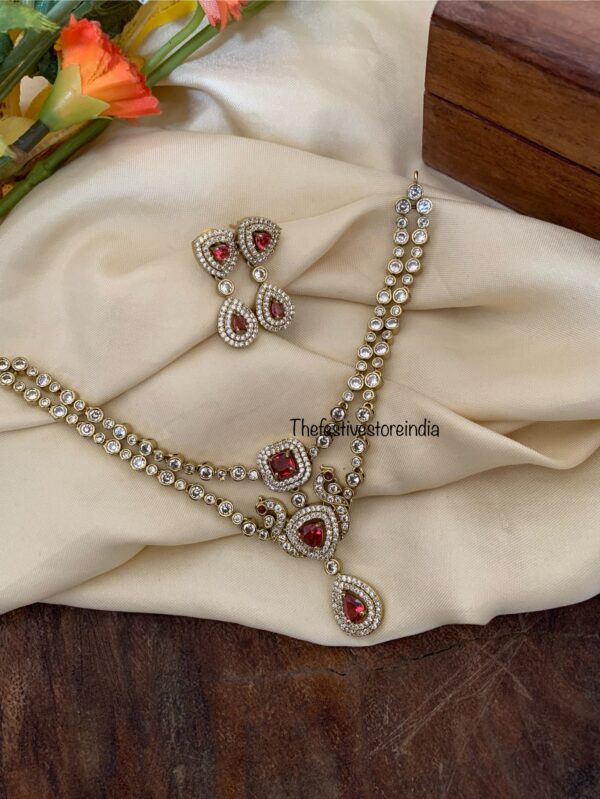 Budgeted 2 layer ruby stone Victorian necklace set