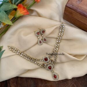 Budgeted 2 layer ruby stone Victorian necklace set