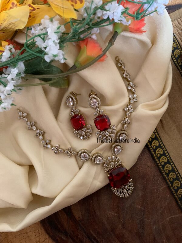 Ruby designer Victorian necklace set