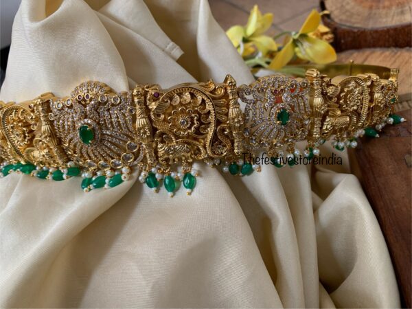 AD stones green beads hipbelt