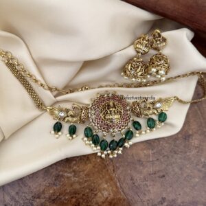 Lakshmi green drops choker set