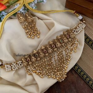 Bridal High neck step lakshmi choker set
