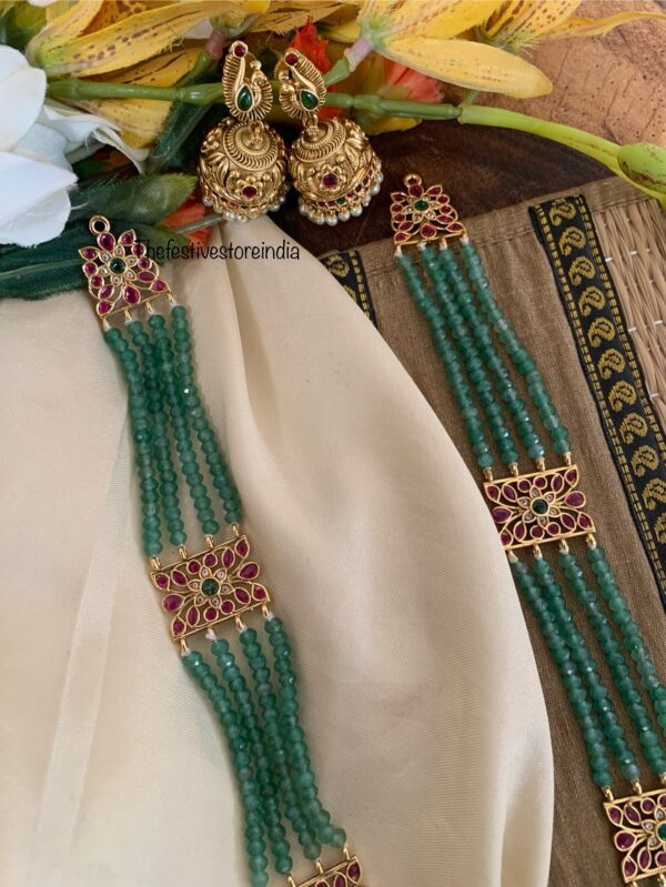 Green beads mopp haaram set