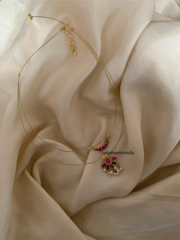Jadau minimalist 2 layer Chand floral chain