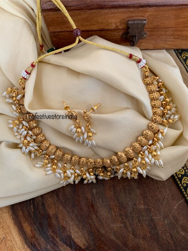 Rice pearls drop necklace set
