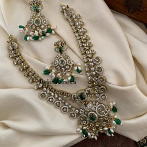 2 layer Budgeted green drops Victorian necklace set