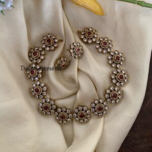 Floral ruby Victorian necklace set