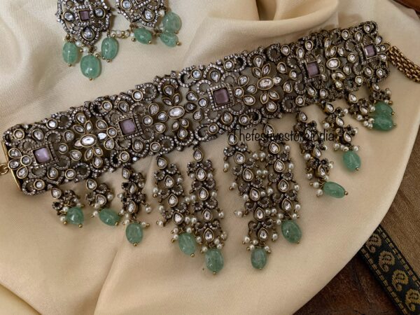 Pastel mint and pink Victorian choker set