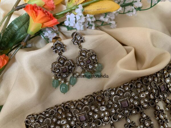 Pastel mint and pink Victorian choker set