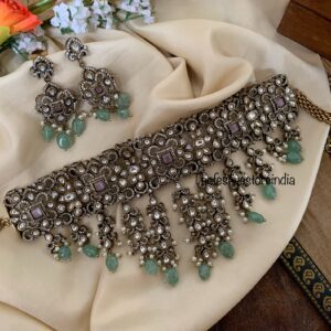 Pastel mint and pink Victorian choker set