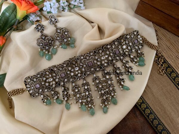 Pastel mint and pink Victorian choker set