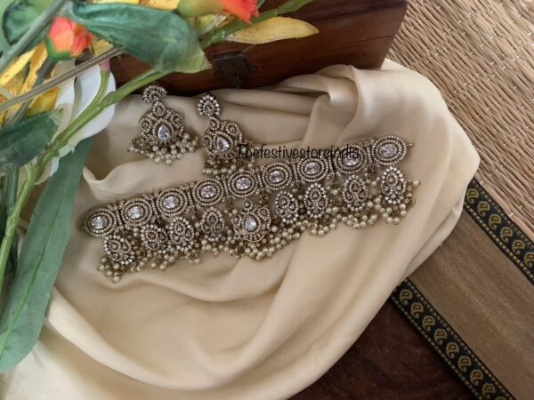 Bridal all white Victorian choker set
