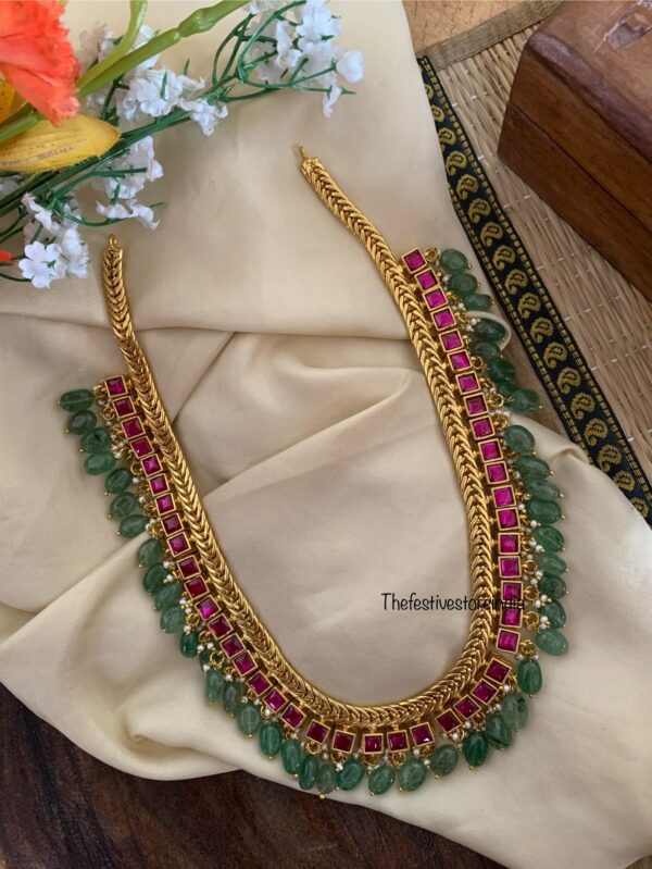 Jadau kemp block green drops mid length chain