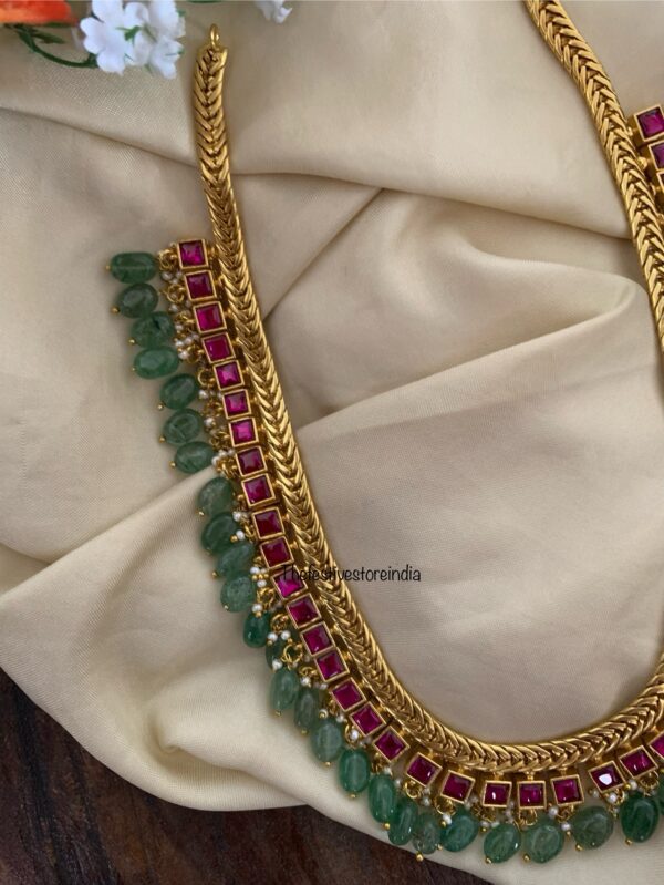 Jadau kemp block green drops mid length chain