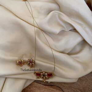 Invisible chain budgeted gejje necklace set