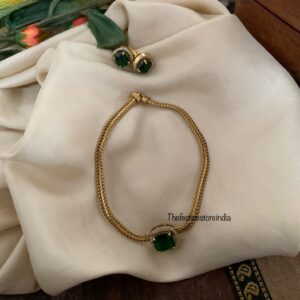 Simple pendant necklace set - Emerald