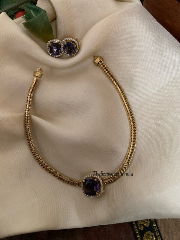 Simple pendant necklace set - Amethyst/Purple