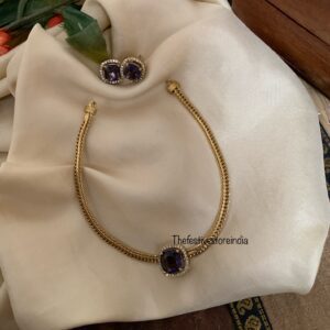 Simple pendant necklace set - Amethyst/Purple
