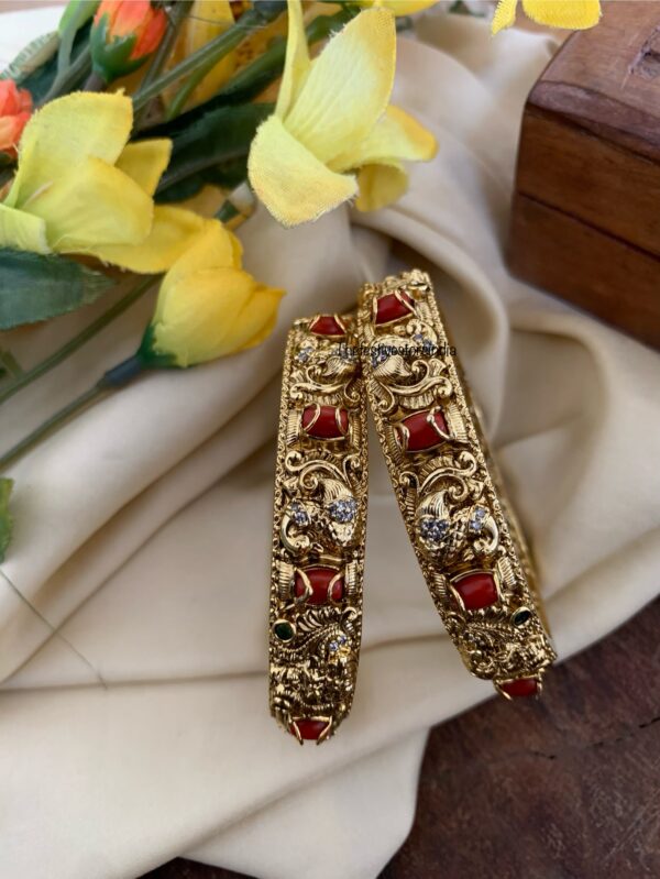 Bridal Lakshmi gold coral bangles - Set of 2