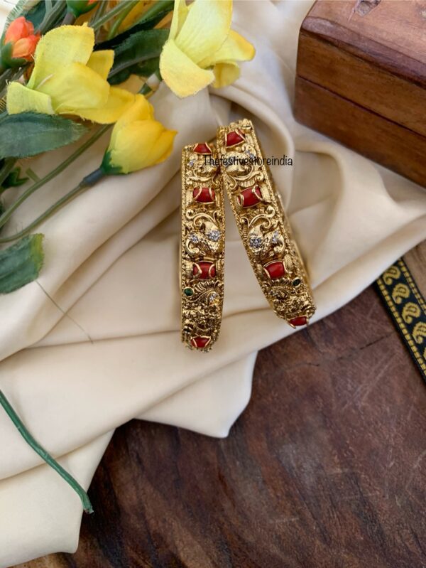 Bridal Lakshmi gold coral bangles - Set of 2