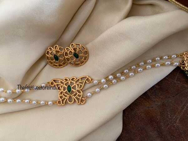 Pearl Butterfly choker set (Kids friendly) - Green