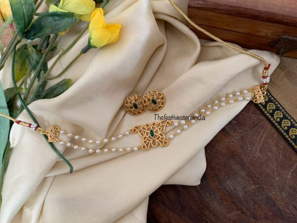 Pearl Butterfly choker set (Kids friendly) - Green
