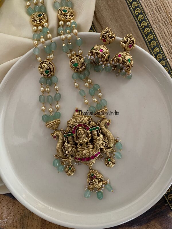 Bridal mint Lakshmi haaram set