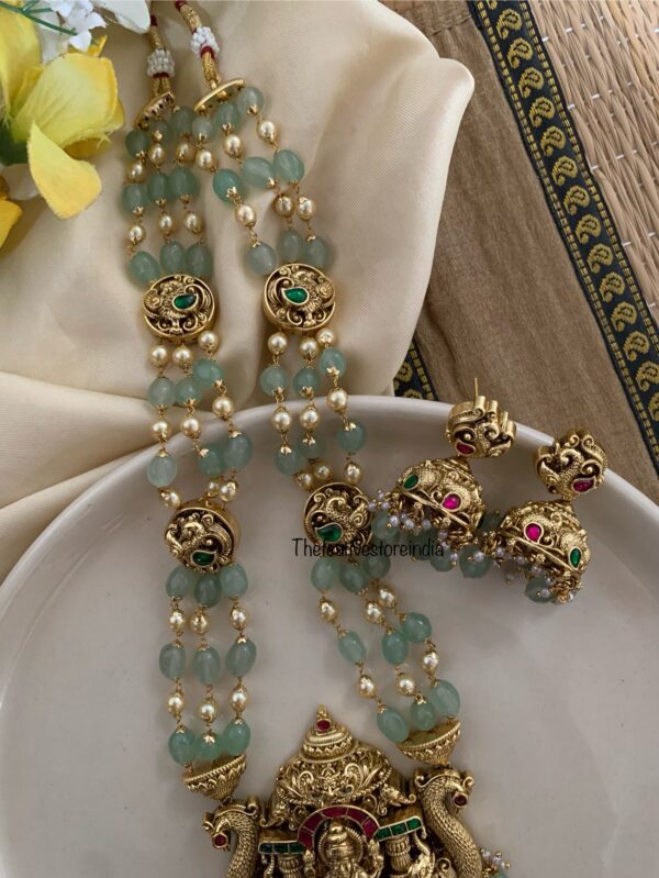 Bridal mint Lakshmi haaram set