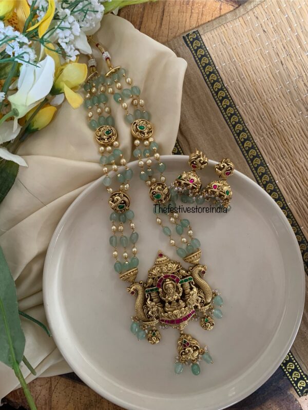 Bridal mint Lakshmi haaram set