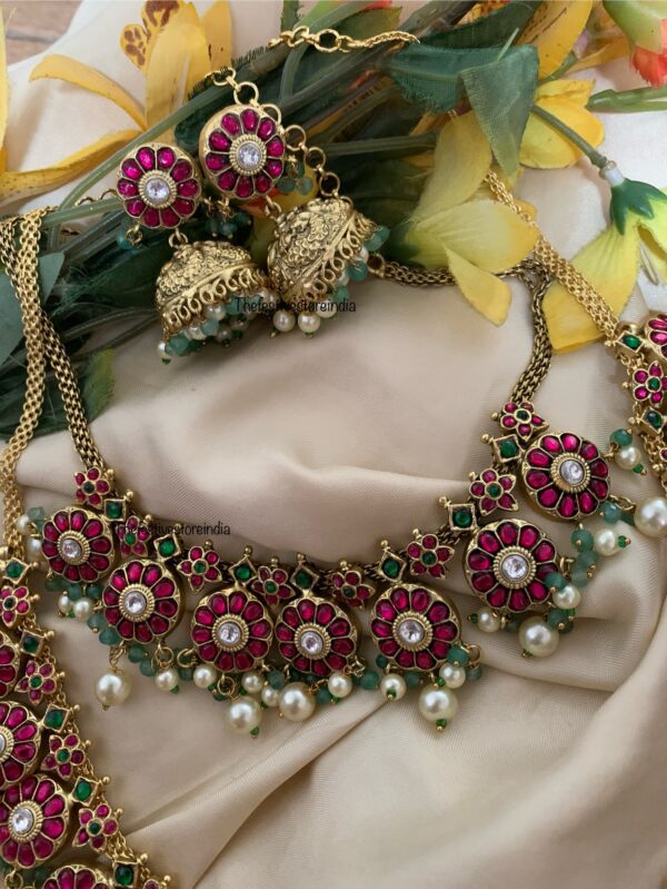 Jadau Bottu bridal set | Bridal Temple Jewellery