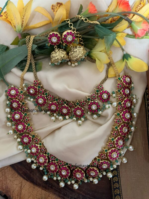Jadau Bottu bridal set | Bridal Temple Jewellery