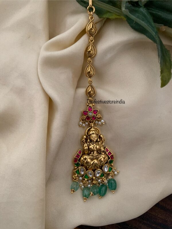 Lakshmi pastel green drops maangtikka
