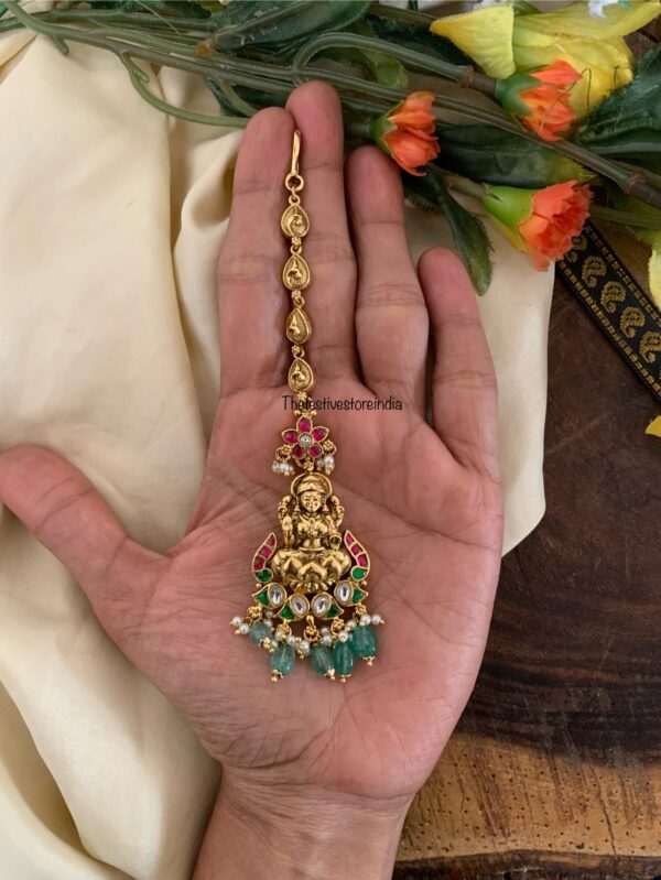 Lakshmi pastel green drops maangtikka
