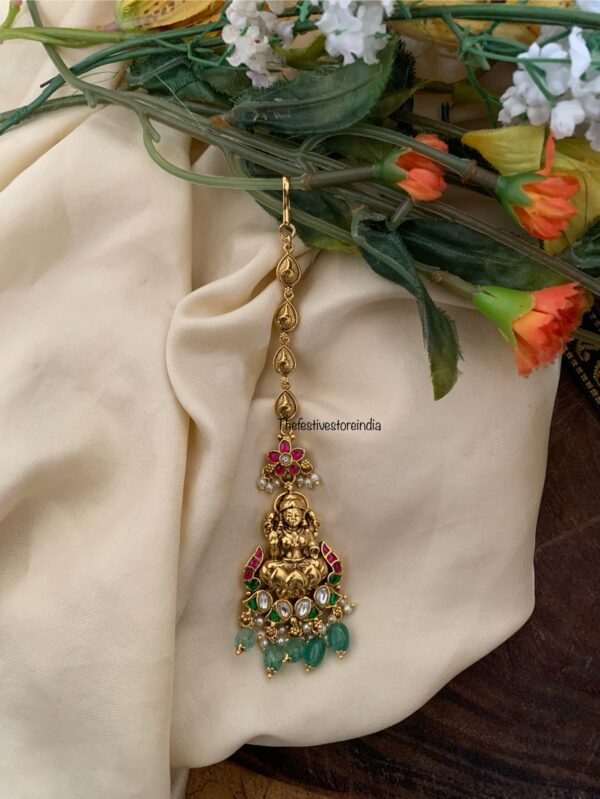 Lakshmi pastel green drops maangtikka