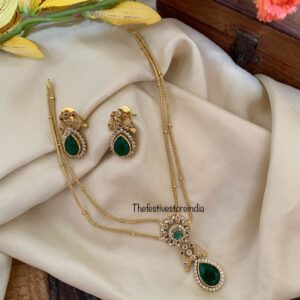 2 layer Emerald drop necklace set