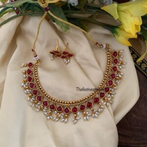 Budgeted kemp stone rice pearls necklace set