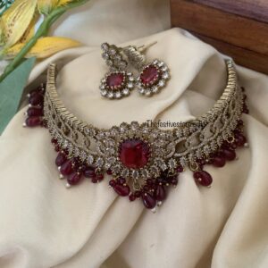 An all red/ruby bridal Victorian choker set