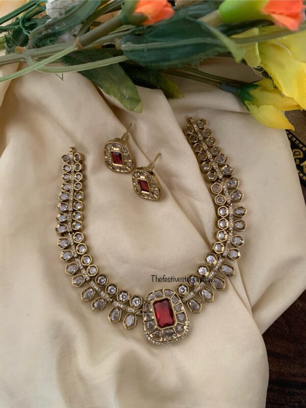 Victorian with just ruby stone necklace set