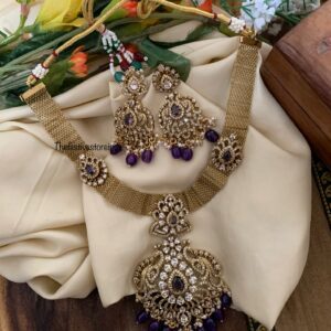 Bridal victorian chain necklace set - Purple beads